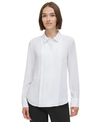 Calvin Klein Women's Pleat-Front Long-Sleeve Shirt