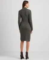 Lauren Ralph Women's Cable-Knit Buckle-Trim Sweater Dress