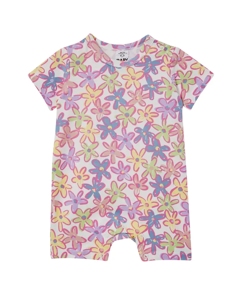 Cotton On Baby Girls Printed Short Sleeved Romper