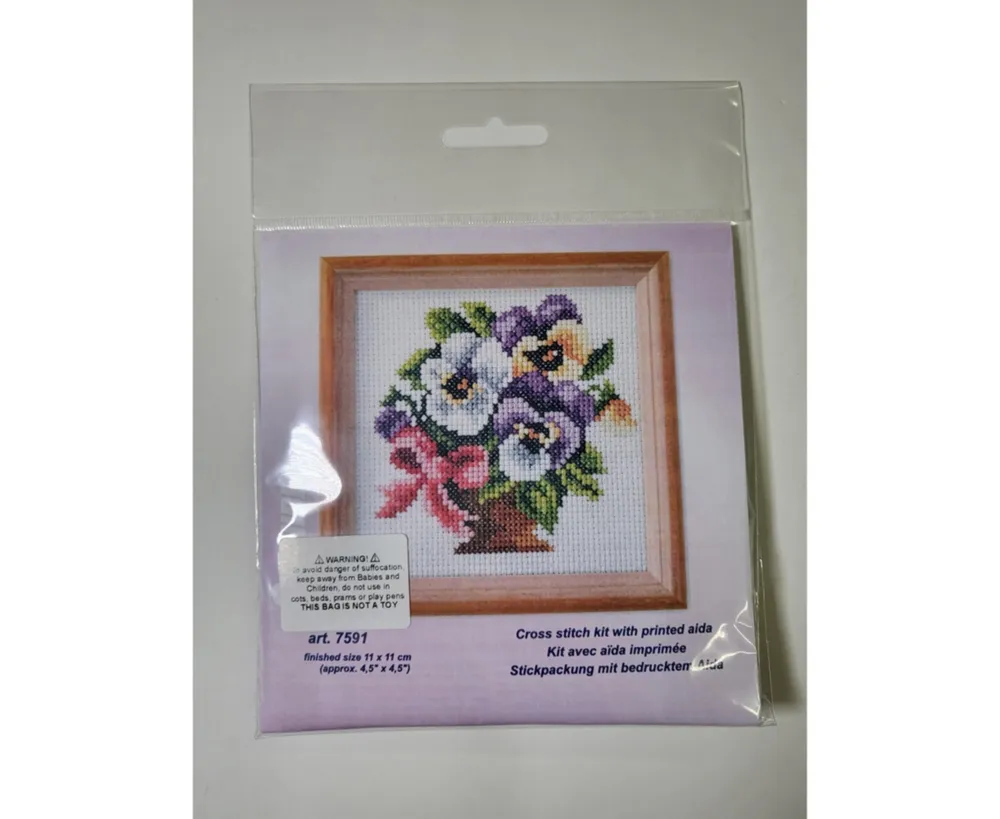 Orchidea Stamped Cross stitch kit "Pansies " 7591