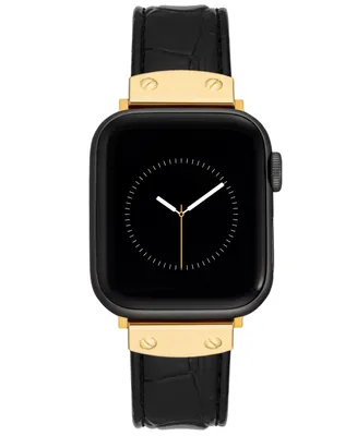 Anne Klein Women's Black Crocograin Genuine Leather Band designed for Apple Watch 42mm (Series 1-3 only) & 44/45/46/49mm (Ultra & Ultra 2)