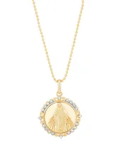 Diamond Mary Pendant Necklace (1/10 ct. t.w.) in 14k Gold-Plated Sterling Silver, 16" + 4" extender - Gold