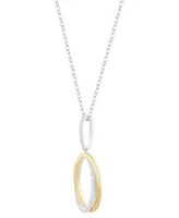 Diamond Interlocking Oval Pendant Necklace (1/4 ct. t.w.) in Sterling Silver & 14k Gold-Plate, 16" + 4" extender - Sterling Silver  Gold