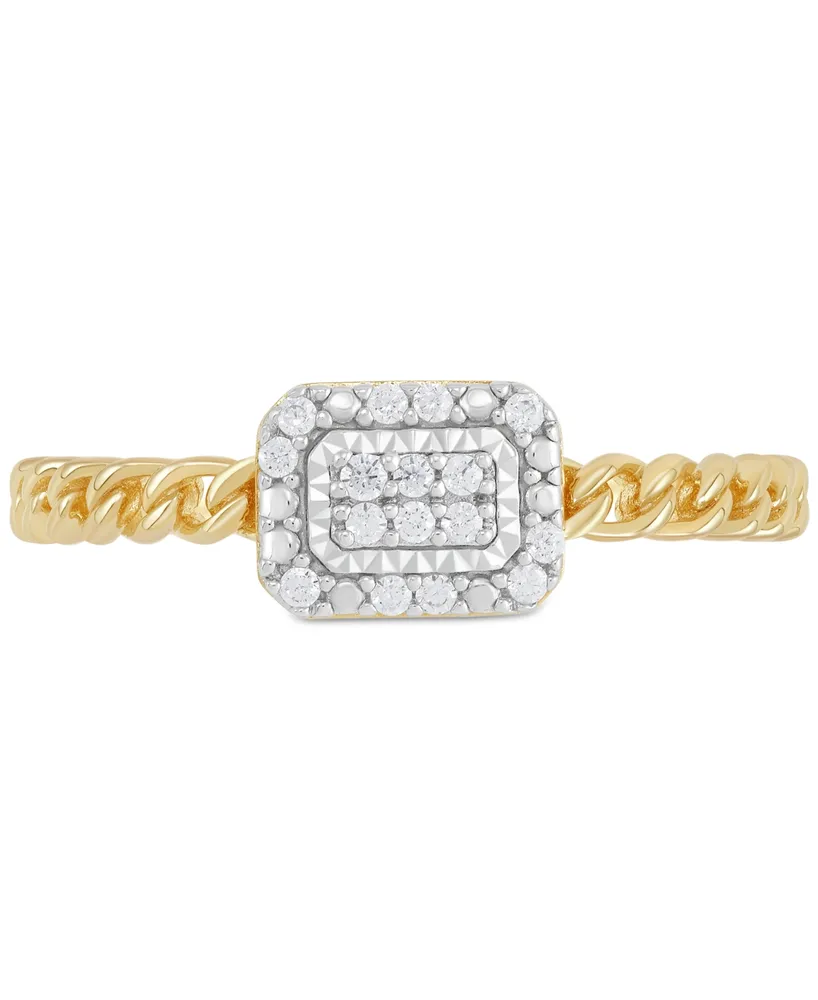 Diamond Cluster Rope Style Ring (1/10 ct. t.w.) in 14k Gold-Plated Sterling Silver - Gold