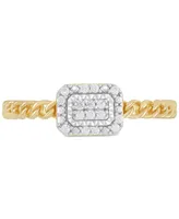 Diamond Cluster Rope Style Ring (1/10 ct. t.w.) in 14k Gold-Plated Sterling Silver - Gold
