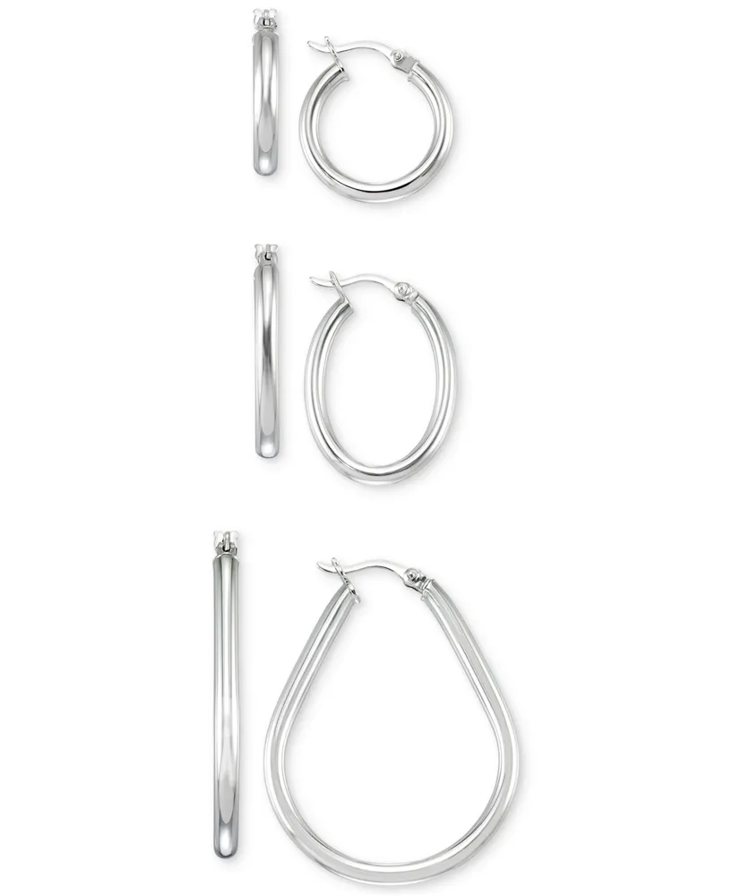 Macy\'s Set of Three Hoop Earrings 14k Yellow Gold Vermeil and Sterling  Silver | CoolSprings Galleria
