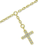 Giani Bernini Cubic Zirconia Dangle Cross Ankle Bracelet Sterling Silver, Created for Macy's