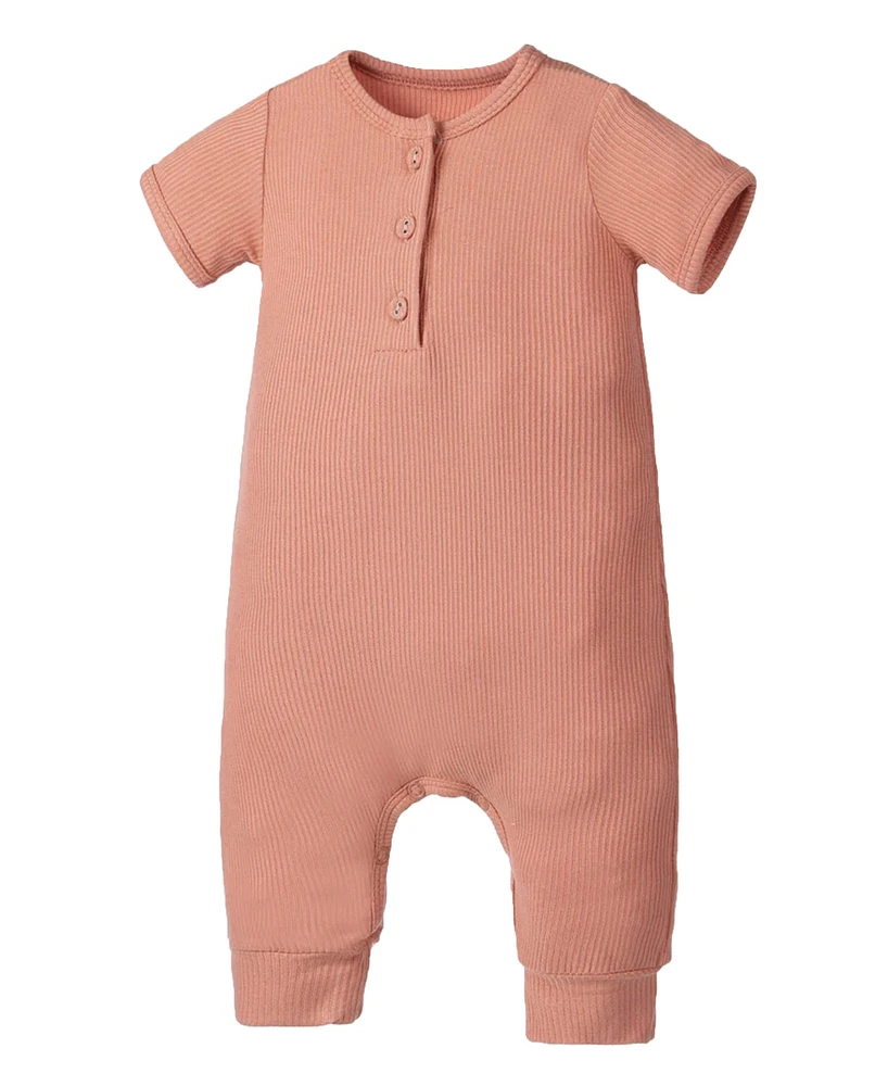 Earth Baby Outfitters Baby Boys Rayon from Bamboo Ribbed Henley Romper