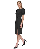 Dkny Women's Puff-Sleeve Twisted-Front Side-Slit Dress