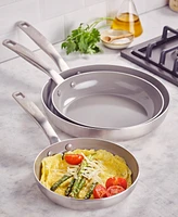 GreenPan Chatham Tri-Ply Stainless Steel Ceramic Nonstick 3 Piece Frying Pan Set