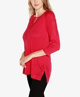 Belldini Women's Raglan Sleeve Pointelle Sweater