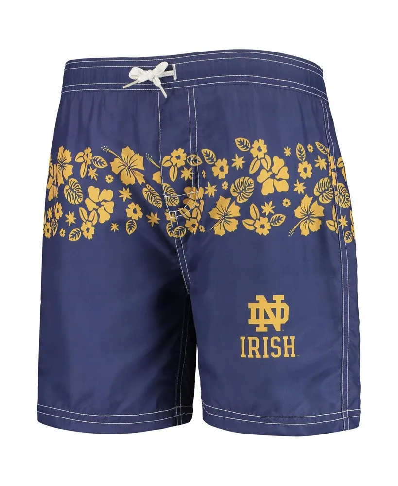 Big Boys Wes & Willy Navy Notre Dame Fighting Irish Inset Floral Swim Trunk