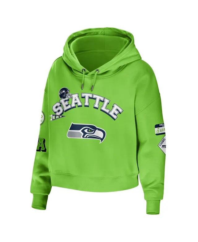 Women's Refried Apparel White Seattle Seahawks Crop Pullover Hoodie