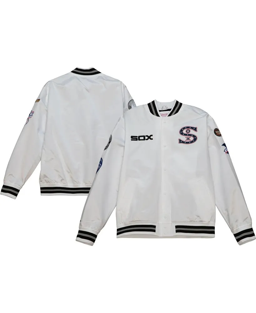 Men's Mitchell & Ness White Chicago Sox City Collection Satin Full-Snap Varsity Jacket