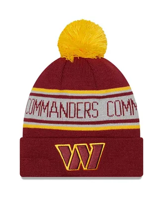 Preschool Boys and Girls New Era Burgundy Washington Commanders Repeat Cuffed Knit Hat with Pom