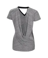 Women's Touch Heather Black Trackhouse Racing Halftime Back Wrap T-shirt