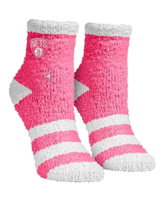 Women's Rock 'Em Socks Pink Brooklyn Nets Fuzzy Crew Socks