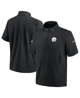 Men's Nike Black Pittsburgh Steelers Sideline Coach Short Sleeve Hoodie Quarter-Zip Jacket