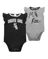 Newborn & Infant Boys and Girls Black, Heather Gray Chicago White Sox Little Fan Two-Pack Bodysuit Set