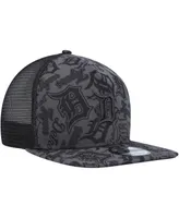 Men's New Era Black Detroit Tigers Repeat A-Frame 9FIFTY Trucker Snapback Hat