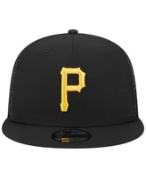 Men's New Era Black Pittsburgh Pirates Team Color Trucker 9FIFTY Snapback Hat