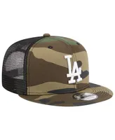 Men's New Era Camo Los Angeles Dodgers Woodland Camo Trucker 9FIFTY Snapback Hat