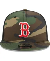 Men's New Era Camo Boston Red Sox Woodland Camo Trucker 9FIFTY Snapback Hat