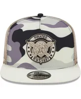 Men's New Era White Pittsburgh Pirates Chrome Camo A-Frame 9FIFTY Trucker Snapback Hat