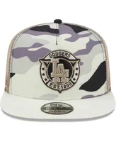 Men's New Era White Los Angeles Dodgers Chrome Camo A-Frame 9FIFTY Trucker Snapback Hat