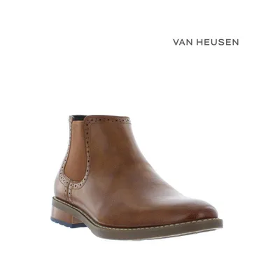 Van Heusen Men's Geo Faux Leather Pull-On Boots