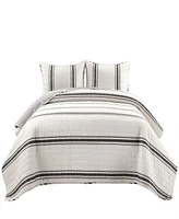 Lush Decor Farmhouse Stripe Reversible Cotton 3-Piece Quilt Set