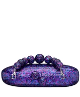 Nina Printed Acrylic Minaudiere with Beaded Handle Clutch