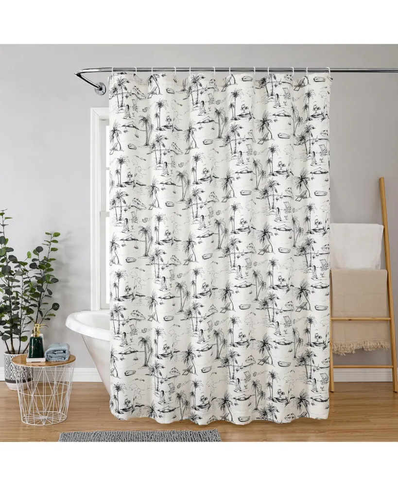 Kate Aurora Maui Tropical Living Sailboats Woven Jacquard Fabric Shower Curtain - 72 in. Wide x 72 in. Long