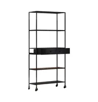 vidaXL Book Cabinet 31.5"x13.8"x70.9" Rough Mango Wood & Iron