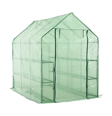 Walk-in Greenhouse with 12 Shelves Steel 56.3"x84.5"x77.2"