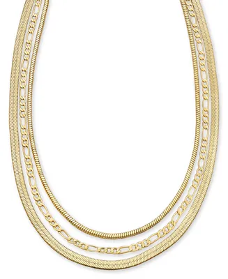 On 34th Three-Row Chain Necklace, 19" + 2" extender, Created for Macy's