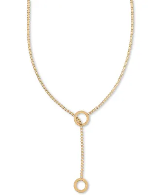 On 34th Gold-Tone Loop & Box Chain 25" Lariat Necklace, Created for Macy's