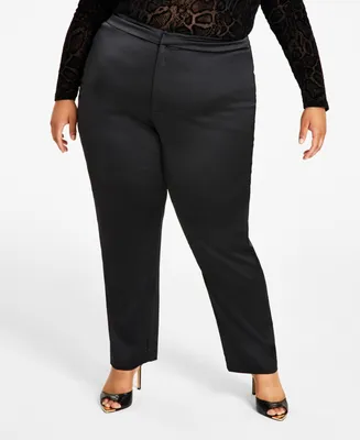 Nina Parker Trendy Plus Satin Fitted Pants