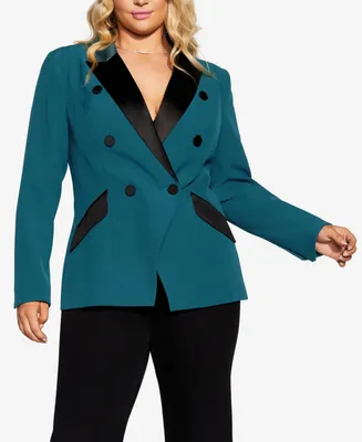 City Chic Plus Size Tuxe Luxe Padded Shoulder Jacket