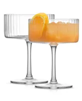 JoyJolt Elle Ribbed Coupe Martini Glasses, Set of 2