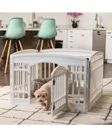 Iris 24-inch 4 Panel Exercise Pet Playpen with Door, White