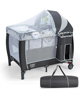 Babyjoy Portable Foldable Baby Playard Playpen Nursery Center w/ Changing Station & Net