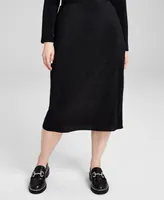 And Now This Women's Pull-On High-Waist Knit Midi Skirt, Created for Macy's