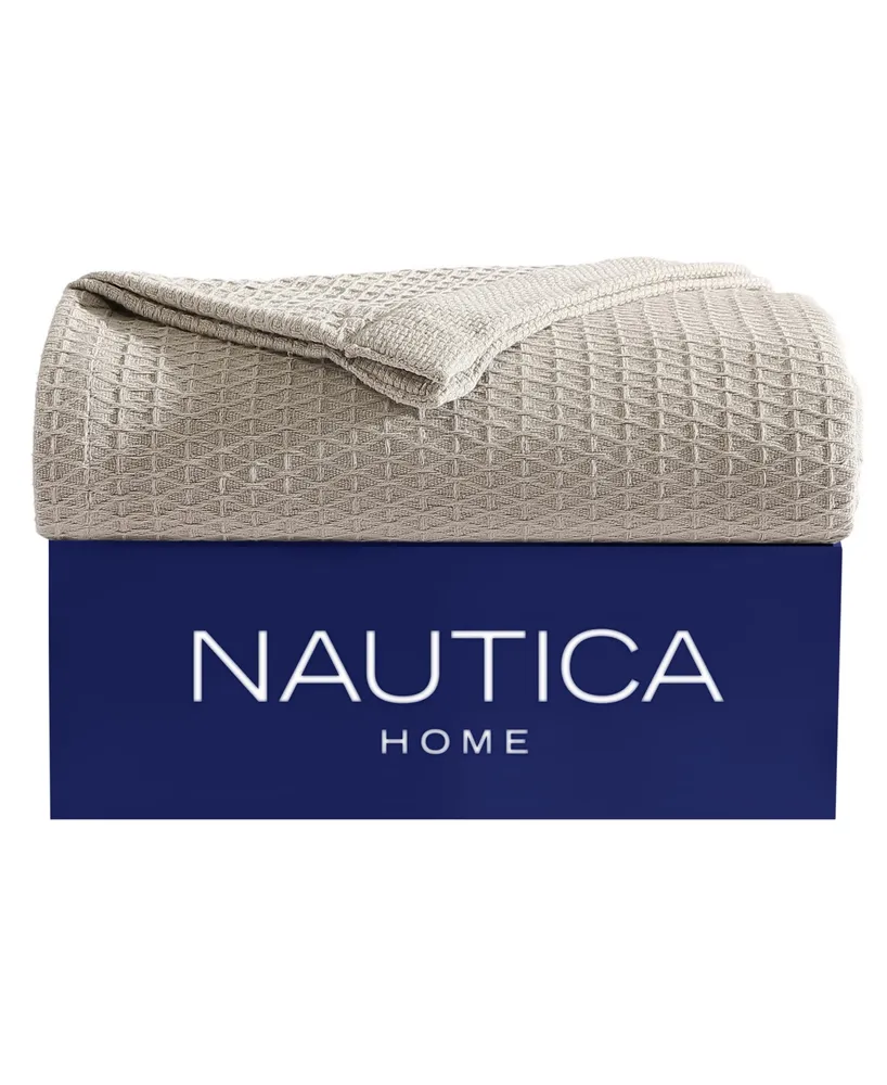 Nautica Baird Solid Cotton Dobby Reversible Blanket