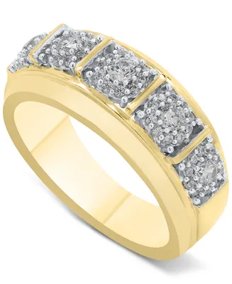 Men's Diamond Multi Halo Cluster Ring (3/4 ct. t.w.) in 10k Gold