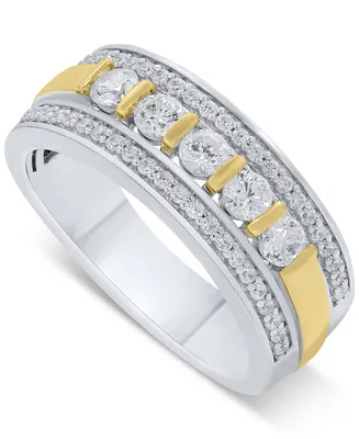 Men's Diamond Openwork Band (1 ct. t.w.) in 10k Two-Tone Gold - Two