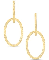 Textured Oval Doorknocker Drop Earrings in 10k Gold