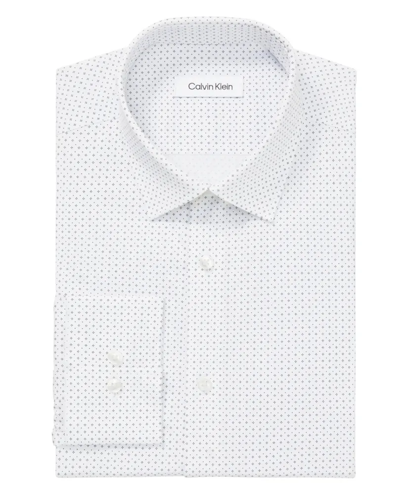 Calvin Klein Men's Refined Cotton Stretch Slim Fit Wrinkle Free Dress Shirt