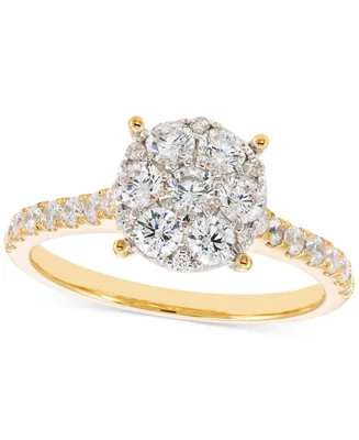 Diamond Cluster Engagement Ring (1 ct. t.w.) in 14k Two-Tone Gold
