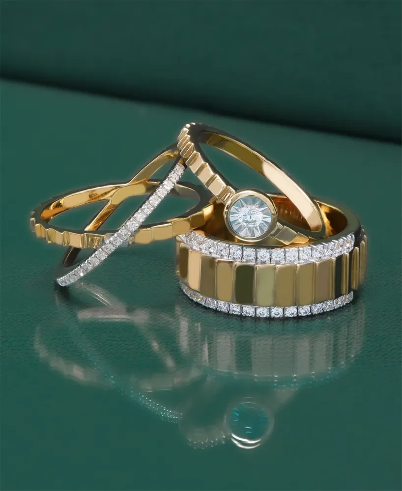 Audrey by Aurate Diamond Crossover Ring (1/10 ct. t.w.) Gold Vermeil, Created for Macy's